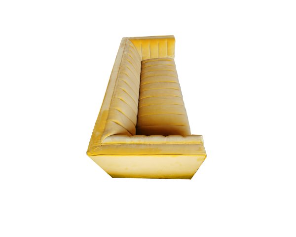 жёлтый диван ар-деко с прошивкой