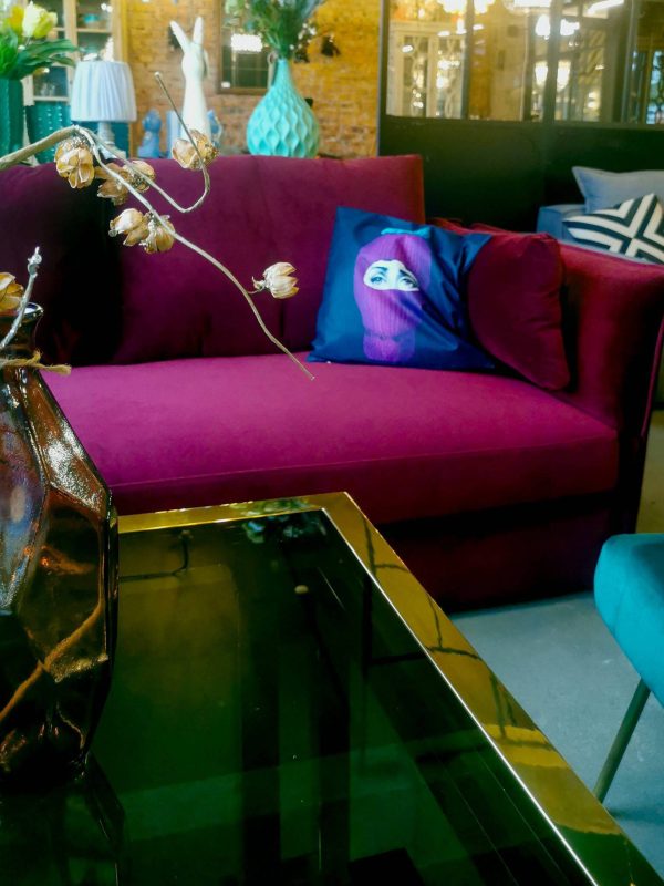 Дизайнерский диван в бордовом велюре арт.HA693b